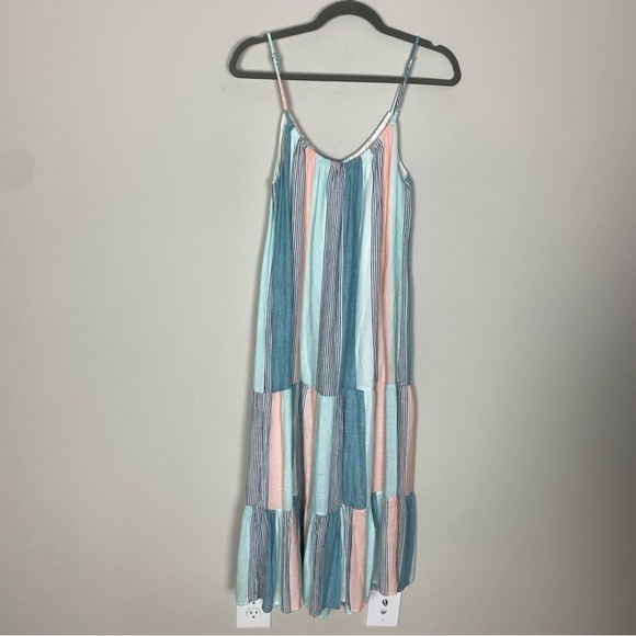 Rails Adora Highland Stripe Linen Midi Dress Sleeveless Striped Colorblock - Picture 6 of 12